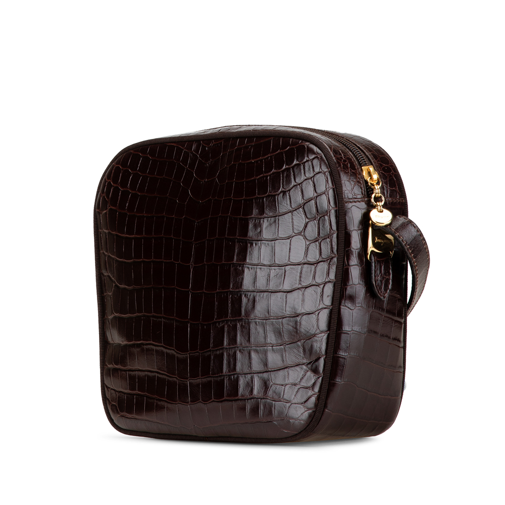 Pre-Loved Ferragamo Croc Embossed Calfskin Vara Crossbody - Picture 2 of 10